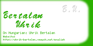 bertalan uhrik business card